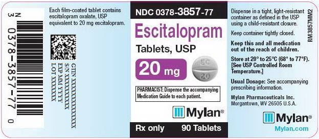 Escitalopram Tablets 20 mg Bottle Label