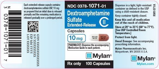 Dextroamphetamine Sulfate Extended-Release Capsules 10 mg Bottle Label