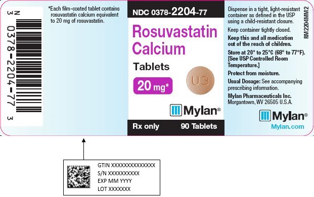 Rosuvastatin Calcium Tablets 20 mg Bottle Label