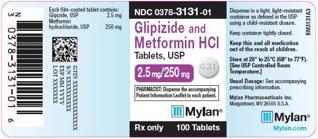 Glipizide and Metformin Hydrochloride Tablets 2.5 mg/500 mg Bottle LabelGlipizide and Metformin Hydrochloride Tablets 2.5 mg/250 mg Bottle Label