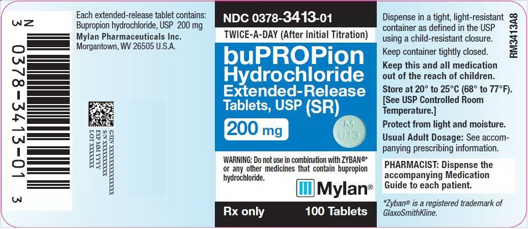 Bupropion Hydrochloride Extended-Release Tablets (SR) Tablets 200 mg Bottle Label