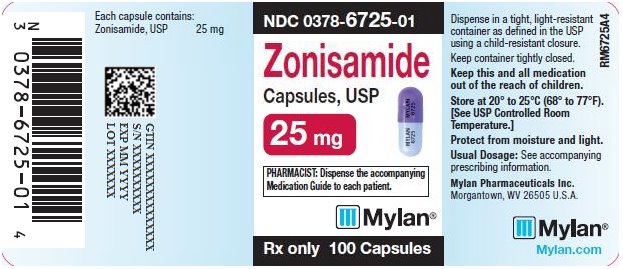 Zonisamide Capsules 25 mg Bottle Labels