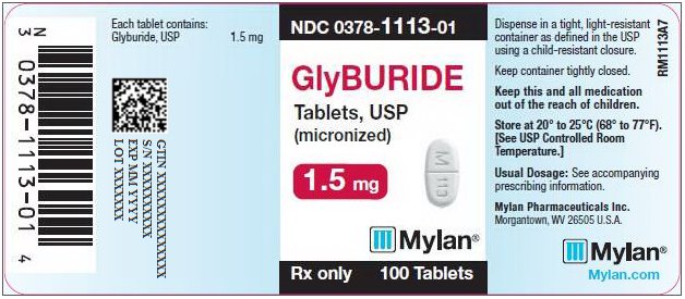 Glyburide Tablets 1.5 mg Bottle Label
