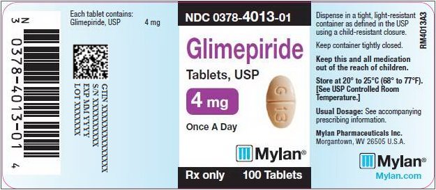 Glimepiride Tablets 4 mg Bottle Label