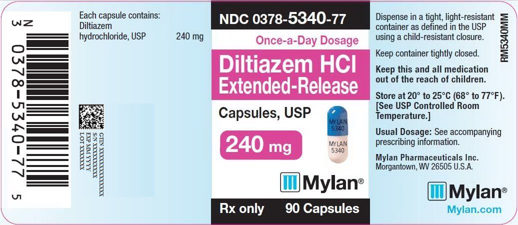 Diltiazem Hydrochloride Extended-Release Capsules 240 mg Bottle Label