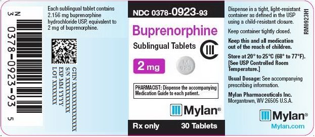 Buprenorphine Sublingual Tablets 2 mg Bottle Label