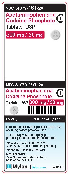 Acetaminophen and Codeine Phosphate 300 mg/30 mg Tablets C-III Unit Carton Label
