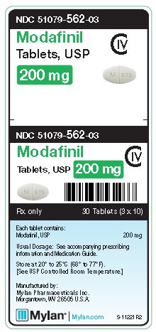 Modafinil 200 mg Tablets C-IV Unit Carton Label