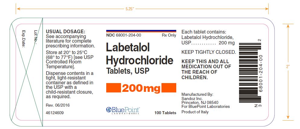 Labetalol HCl Tablets 200mg 100 Tablets - Product of Italy