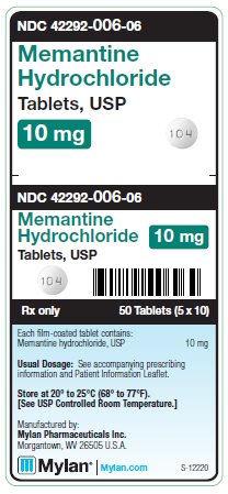 Memantine HCl 10 mg Tablets Unit Carton Label