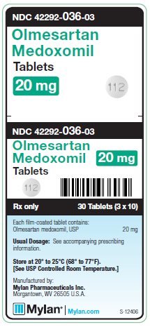 Olmesartan Medoxomil 20 mg Tablets Unit Carton Label
