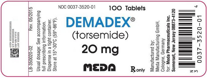 Demadex Tablets 20 mg Bottle Label
