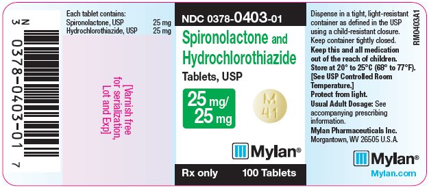 Spironlactone and Hydrochlorothiazide Tablets 25 mg/25 mg Bottle Label