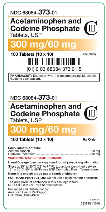300 mg/60 mg Acetaminophen and Codeine Phosphate Tablets Carton