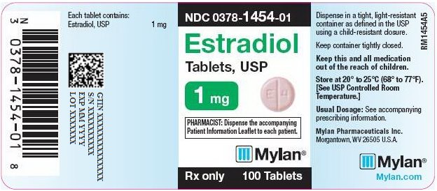 Estradiol Tablets 1 mg Bottle Label