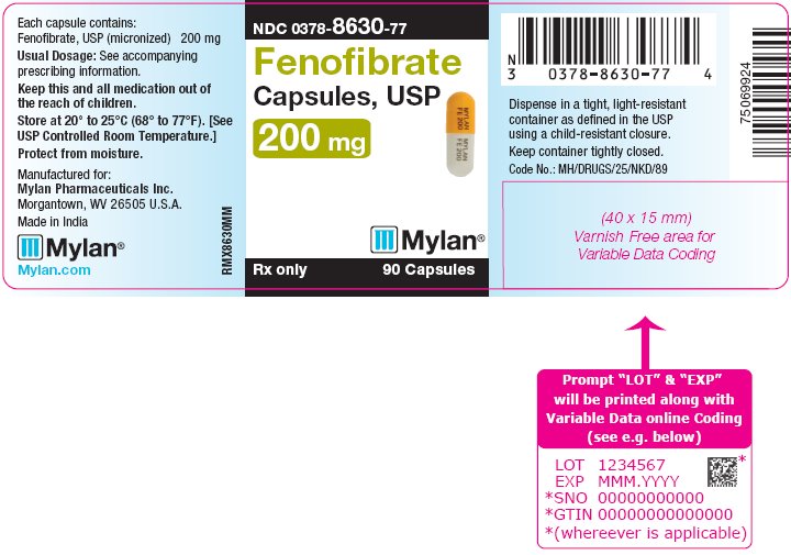 Fenofibrate Capsules 200 mg Bottle Label