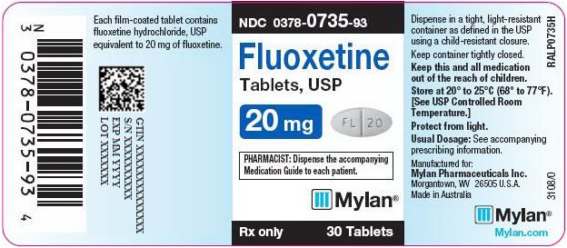 Fluoxetine Tablets 20 mg Bottle Label