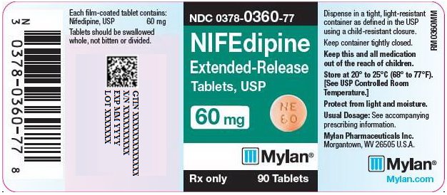 Nifedipine Extended-Release Tablets 60 mg Bottle Label