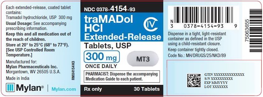 Tramadol Hydrochloride Extended-Release Tablets 300 mg Bottle Label