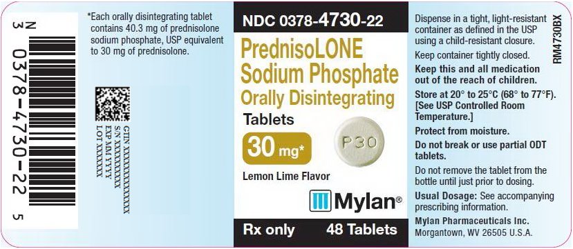 Prednisolone Sodium Phosphate Orally Disintegrating Tablets 30 mg Bottle Labels