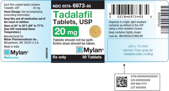Tadalafil Tablets, USP 20 mg Bottle Label