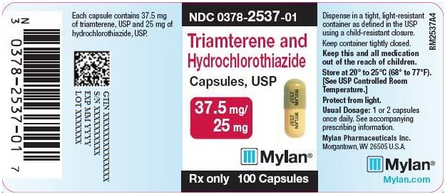 Triamterene and Hydrochlorothiazide Capsules, USP 37.5 mg/25 mg Bottle Label