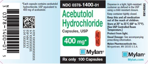 Acebutolol Hydrochloride Capsules 400 mg Bottle Label