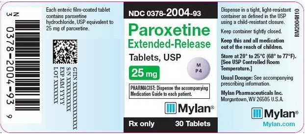 Paroxetine Extended-Release Tablets 25 mg Bottle Label