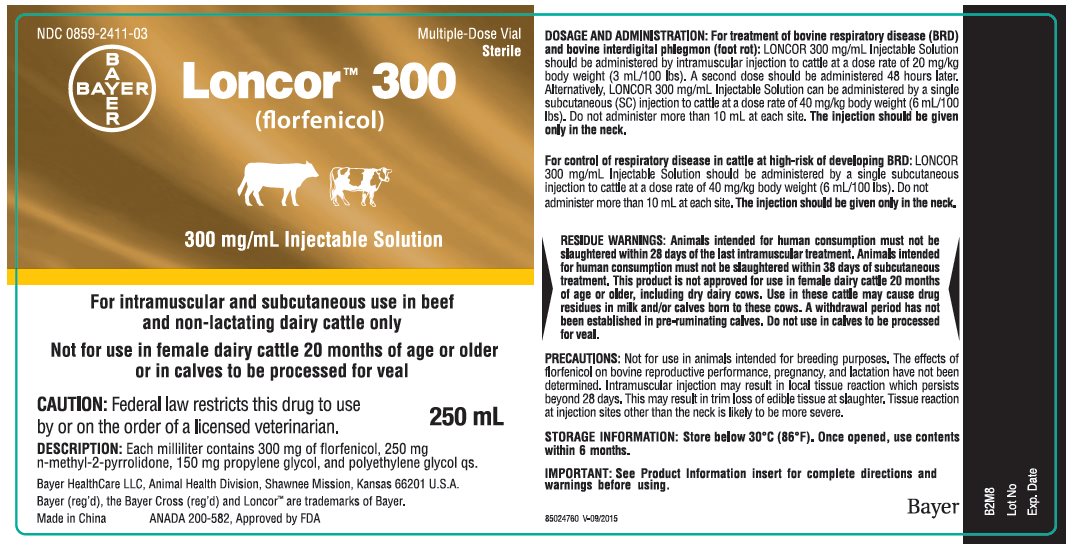 Loncor 300 (florfenicol) 300 mg/mL Injectable Solution 250 mL vial label