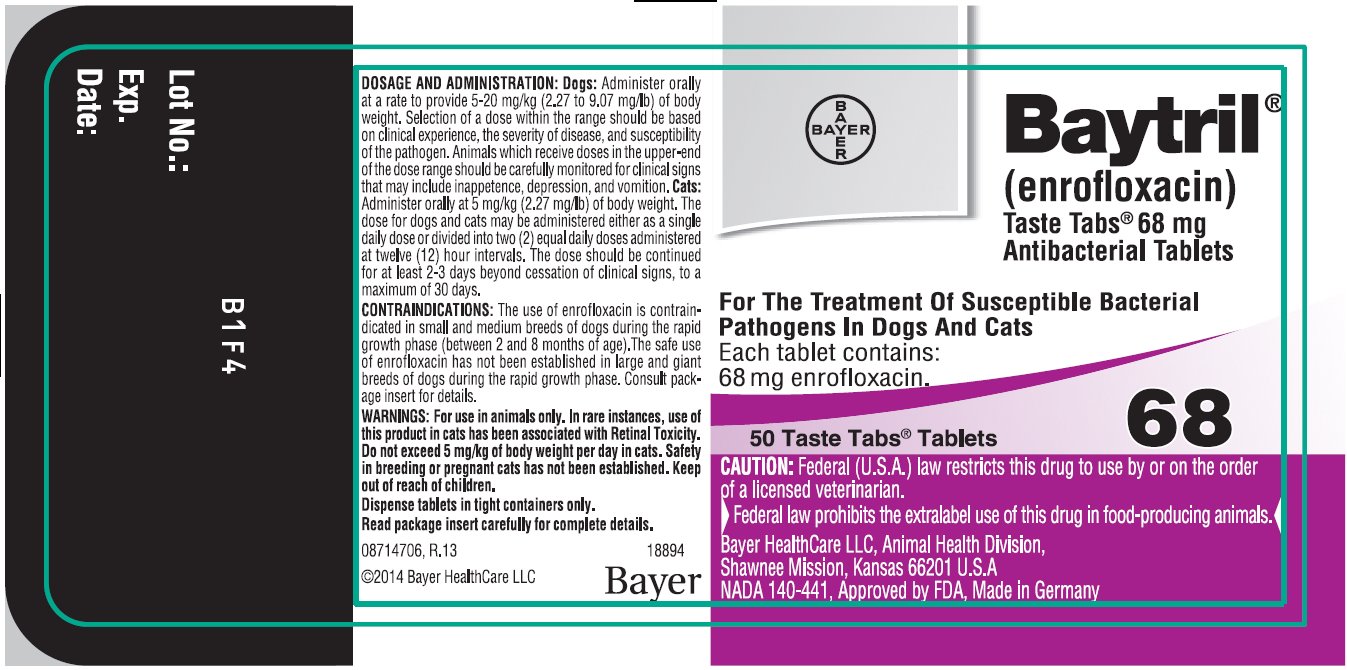 Baytril Taste Tabs 68 mg 50 Taste Tabs