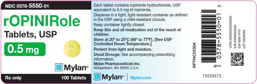 Ropinirole Tablets, USP 0.5 mg Bottle Label