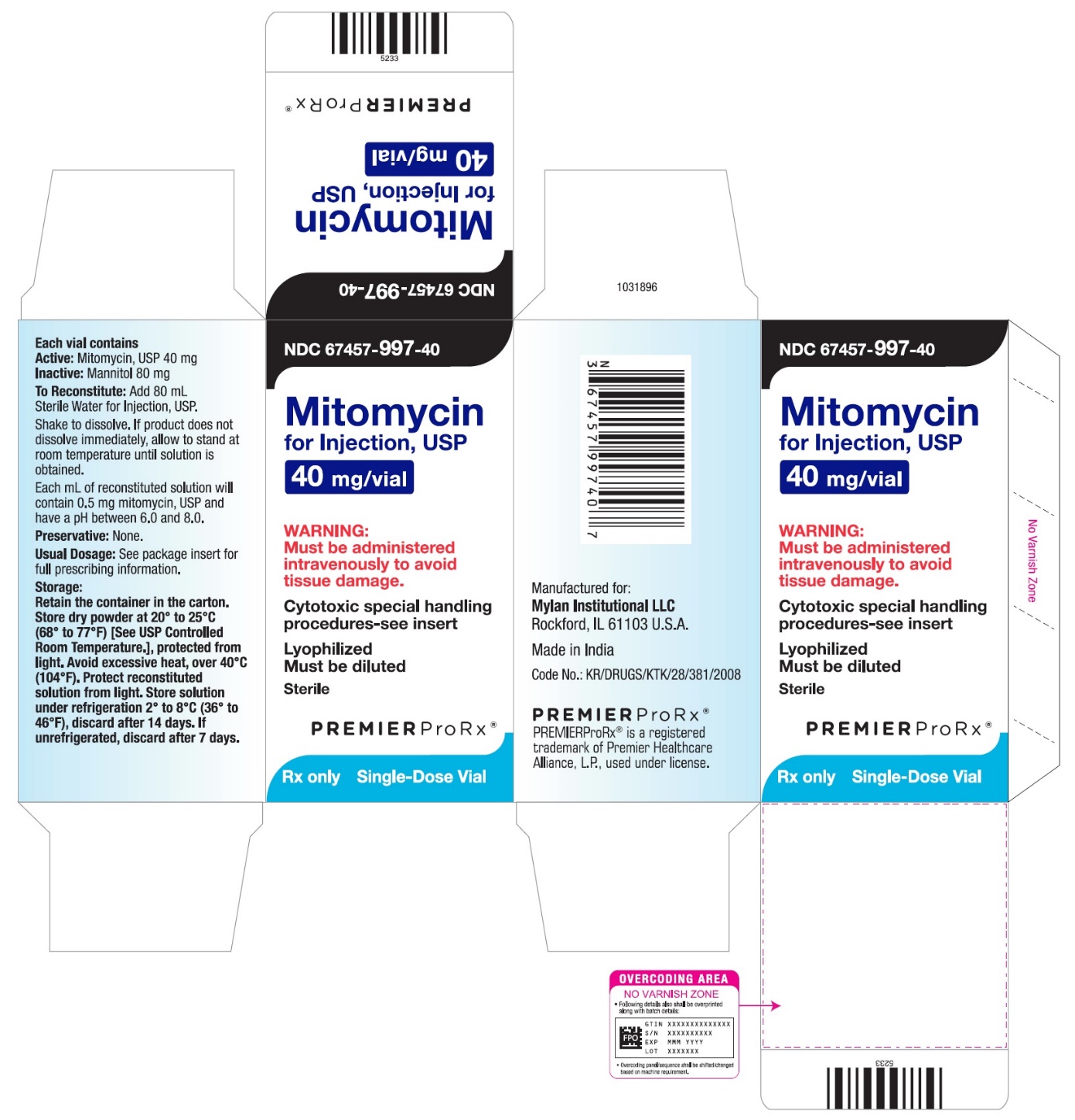 Carton 40 mg per vial