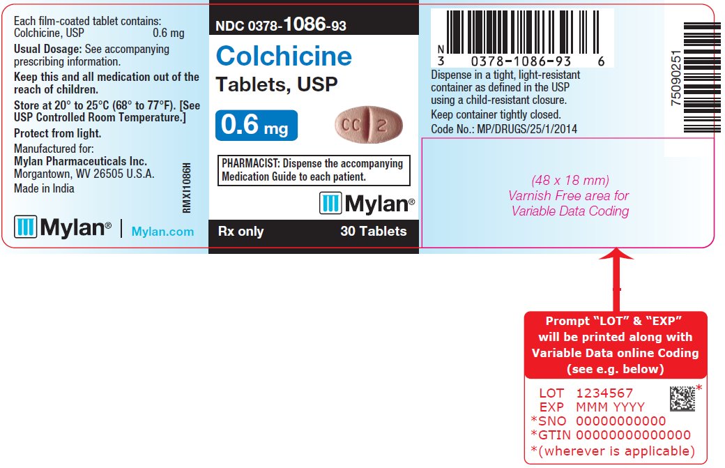 Colchicine Tablets 0.6 mg Bottle Label