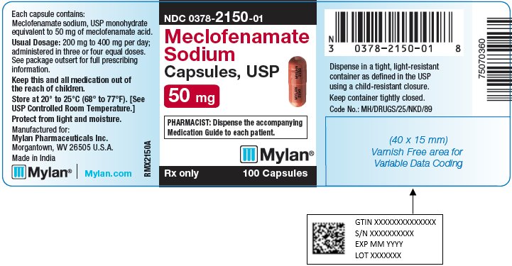 Meclofenamate Sodium Capsules 50 mg Bottle Label