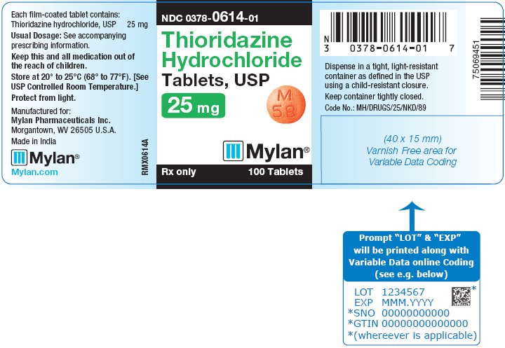 Thioridazine Hydrochloride Tablets 25 mg Bottle Label