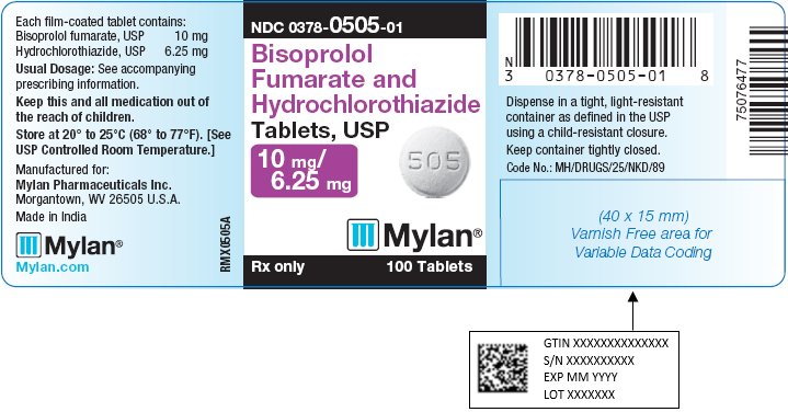 Bisoprolol Fumarate and Hydrochlorothiazide Tablets 10 mg/6.25 mg Bottle Label