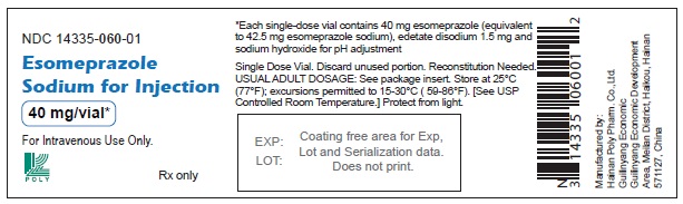 Esomeprazole sodium for injection 40mg single dose vial carton