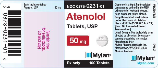 Atenolol Tablets, USP 50 mg Bottle Label