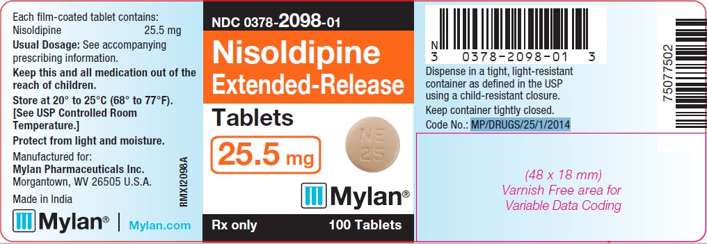 Nisoldipine Extended-Release Tablets 25.5 mg Bottle Label