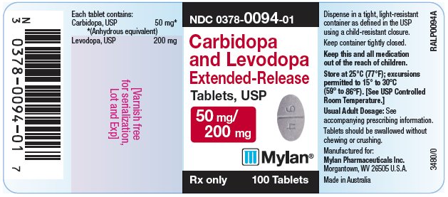 Carbidopa and Levodopa Extended-Release Tablets, USP 50 mg/200 mg Bottle Label