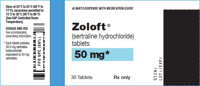 Zoloft Tablets 50 mg Bottle Label
