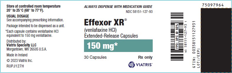 Effexor XR Extended-Release Capsules 150 mg Bottle Label