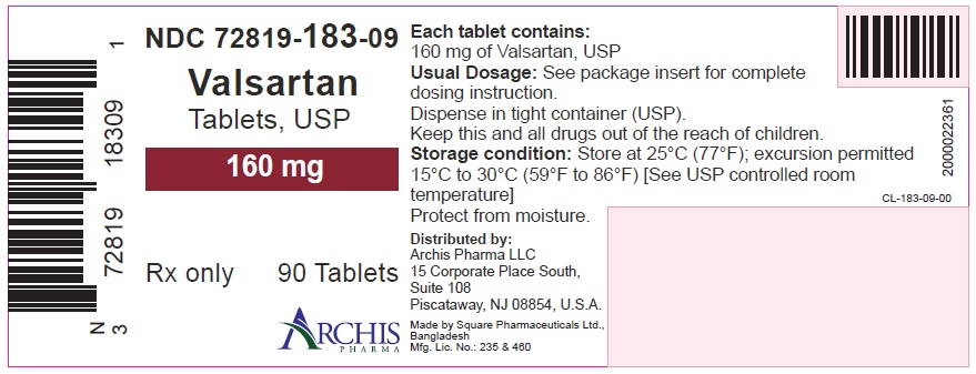 Valsartan Tablets, USP 160 mg Bottle Label