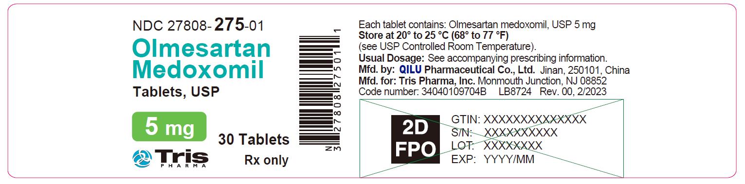 Olmesartan Medoxomil Tablets 5 mg Bottle Label - 30 Tablets
