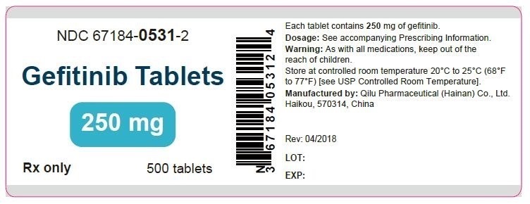 Gefitinib Tablets 250mg - 500 tablets count bottle label