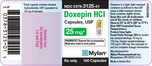 Doxepin Hydrochloride Capsules, USP 25 mg Bottle Label