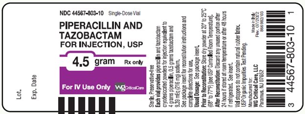 Piperacillin and Tazobactam for Injection, USP 4.5 gram vial label image