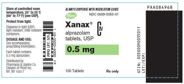 Xanax 0.5 mg product label