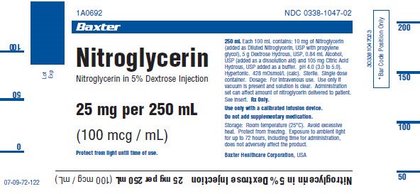 Representative container 25 mg Nitroglycerin,  0338-1047-02