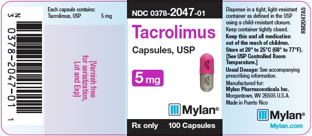 Tacrolimus Capsules 5 mg Bottle Label